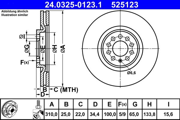 ATE 24.0325-0123.1 - Спирачен диск vvparts.bg