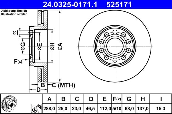 ATE 24.0325-0171.1 - Спирачен диск vvparts.bg