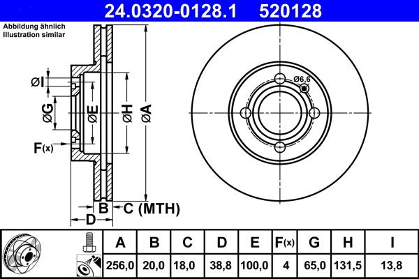 ATE 24.0320-0128.1 - Спирачен диск vvparts.bg