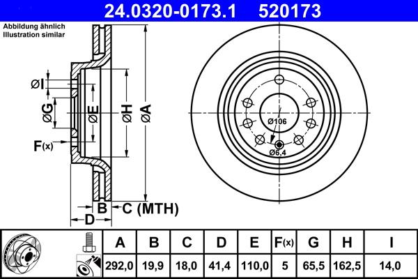ATE 24.0320-0173.1 - Спирачен диск vvparts.bg