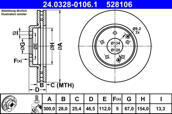 ATE 24.0328-0106.1 - Спирачен диск vvparts.bg