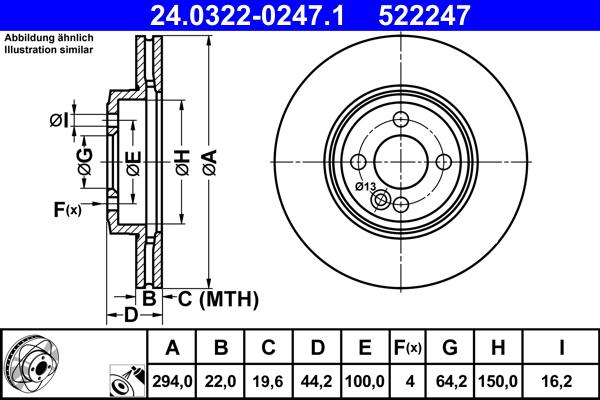 ATE 24.0322-0247.1 - Спирачен диск vvparts.bg