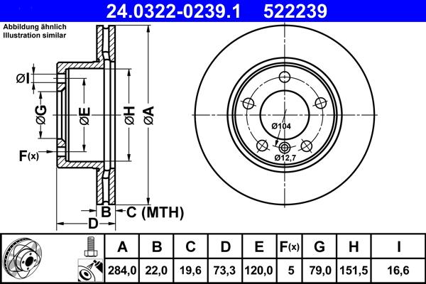 ATE 24.0322-0239.1 - Спирачен диск vvparts.bg