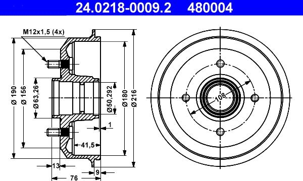 ATE 24.0218-0009.2 - Спирачен барабан vvparts.bg