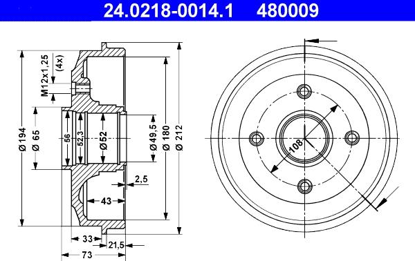 ATE 24.0218-0014.1 - Спирачен барабан vvparts.bg