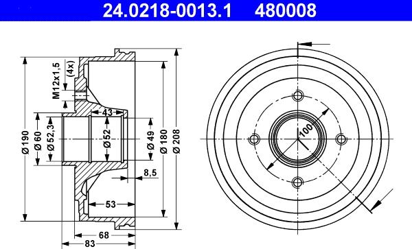 ATE 24.0218-0013.1 - Спирачен барабан vvparts.bg