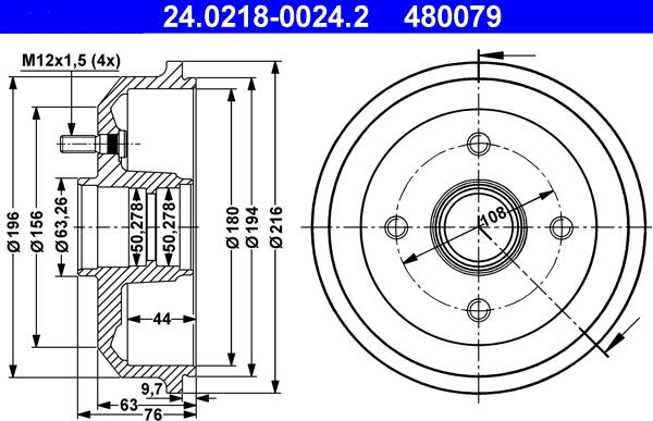 ATE 24.0218-0024.2 - Спирачен барабан vvparts.bg