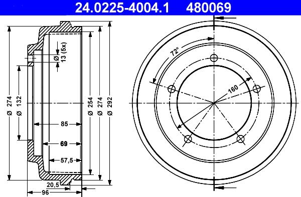 ATE 24.0225-4004.1 - Спирачен барабан vvparts.bg