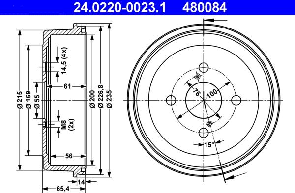 ATE 24.0220-0023.1 - Спирачен барабан vvparts.bg