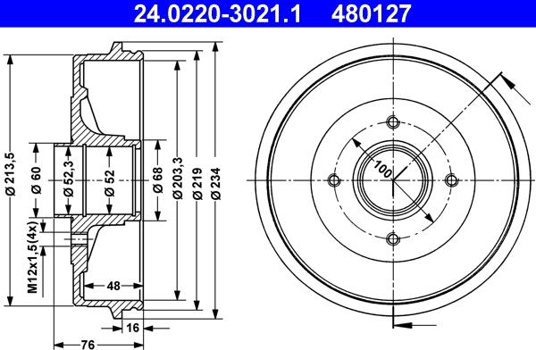 ATE 24.0220-3021.1 - Спирачен барабан vvparts.bg