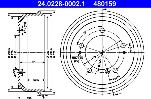 ATE 24.0228-0002.1 - Спирачен барабан vvparts.bg