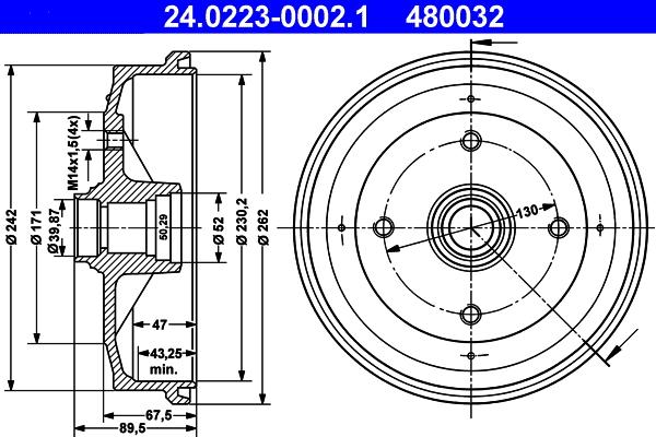 ATE 24.0223-0002.1 - Спирачен барабан vvparts.bg