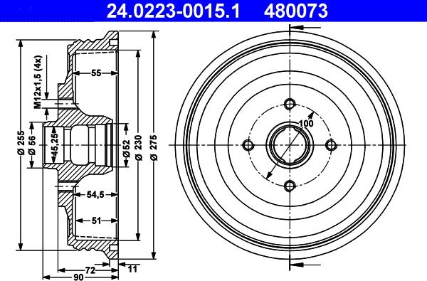 ATE 24.0223-0015.1 - Спирачен барабан vvparts.bg