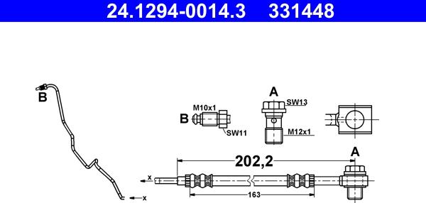 ATE 24.1294-0014.3 - Спирачен маркуч vvparts.bg