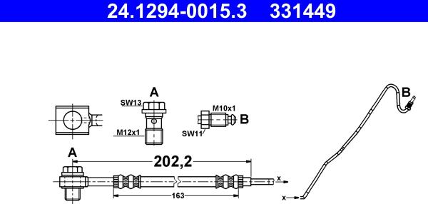 ATE 24.1294-0015.3 - Спирачен маркуч vvparts.bg