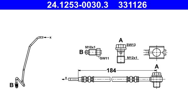 ATE 24.1253-0030.3 - Спирачен маркуч vvparts.bg