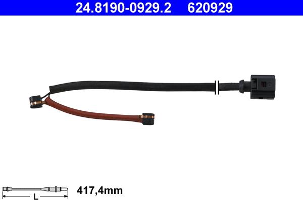 ATE 24.8190-0929.2 - Предупредителен контактен сензор, износване на накладките vvparts.bg