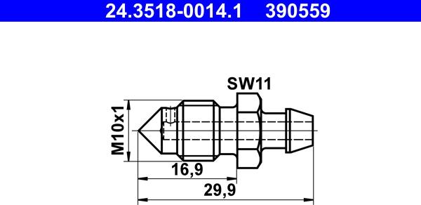 ATE 24.3518-0014.1 - Винт на клапан за обезвъздушаване, vvparts.bg