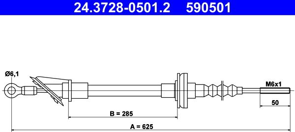 ATE 24.3728-0501.2 - Въжен механизъм, задействане на съединителя vvparts.bg