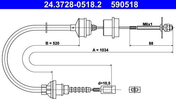 ATE 24.3728-0518.2 - Въжен механизъм, задействане на съединителя vvparts.bg