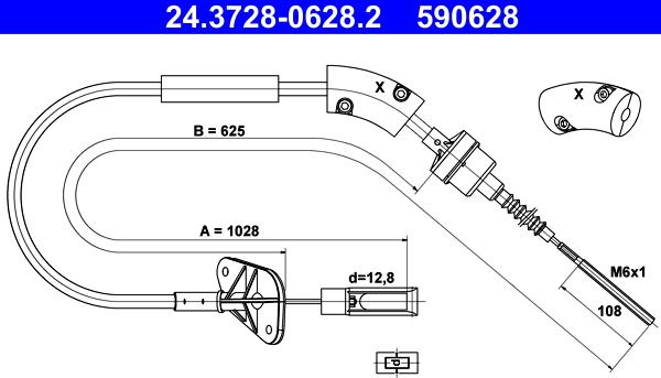 ATE 24.3728-0628.2 - Въжен механизъм, задействане на съединителя vvparts.bg