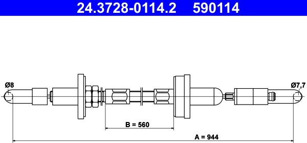ATE 24.3728-0114.2 - Въжен механизъм, задействане на съединителя vvparts.bg