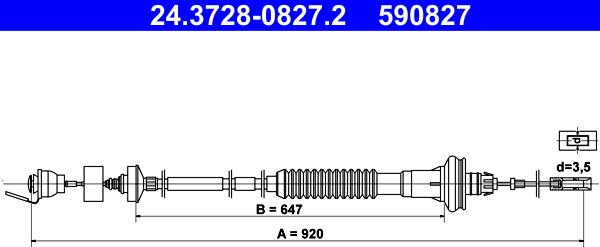 ATE 24.3728-0827.2 - Въжен механизъм, задействане на съединителя vvparts.bg