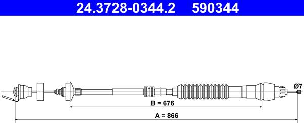 ATE 24.3728-0344.2 - Въжен механизъм, задействане на съединителя vvparts.bg