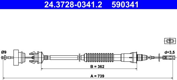 ATE 24.3728-0341.2 - Въжен механизъм, задействане на съединителя vvparts.bg