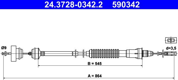 ATE 24.3728-0342.2 - Въжен механизъм, задействане на съединителя vvparts.bg