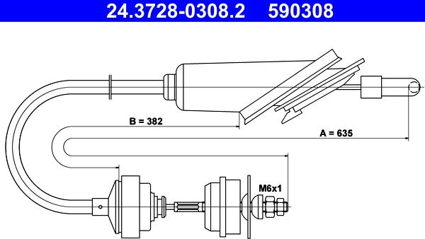 ATE 24.3728-0308.2 - Въжен механизъм, задействане на съединителя vvparts.bg