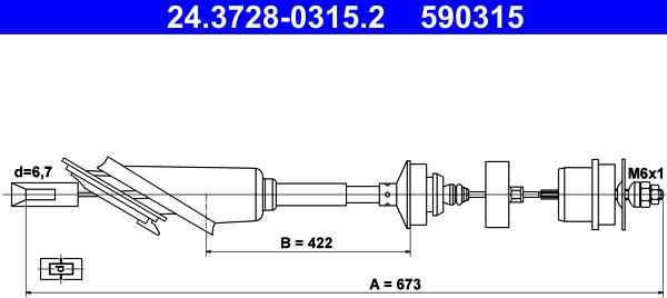 ATE 24.3728-0315.2 - Въжен механизъм, задействане на съединителя vvparts.bg