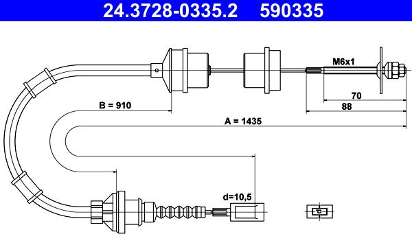 ATE 24.3728-0335.2 - Въжен механизъм, задействане на съединителя vvparts.bg