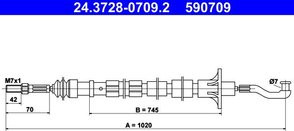 ATE 24.3728-0709.2 - Въжен механизъм, задействане на съединителя vvparts.bg