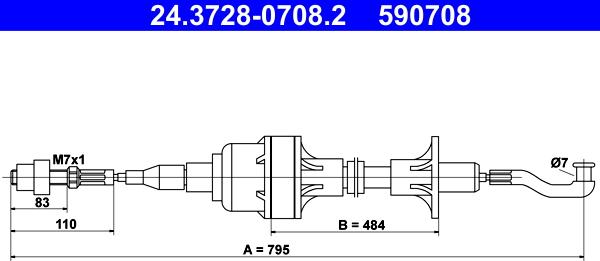 ATE 24.3728-0708.2 - Въжен механизъм, задействане на съединителя vvparts.bg