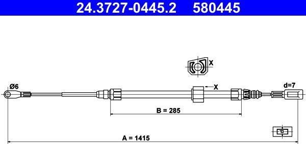 ATE 24.3727-0445.2 - Жило, ръчна спирачка vvparts.bg