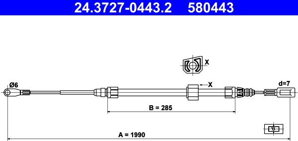 ATE 24.3727-0443.2 - Жило, ръчна спирачка vvparts.bg