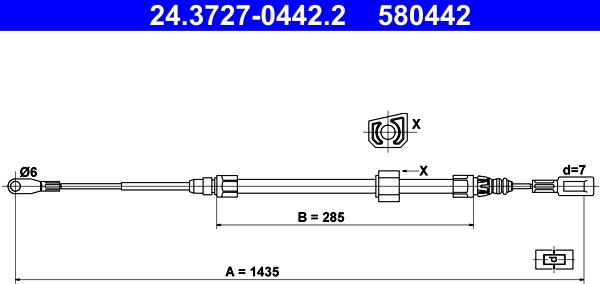 ATE 24.3727-0442.2 - Жило, ръчна спирачка vvparts.bg