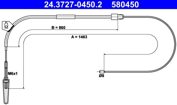 ATE 24.3727-0450.2 - Жило, ръчна спирачка vvparts.bg