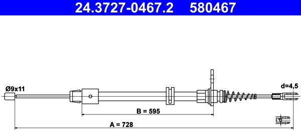 ATE 24.3727-0467.2 - Жило, ръчна спирачка vvparts.bg