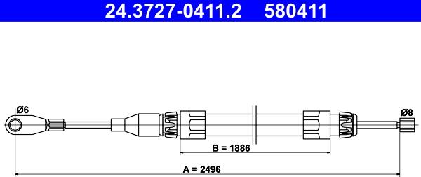 ATE 24.3727-0411.2 - Жило, ръчна спирачка vvparts.bg