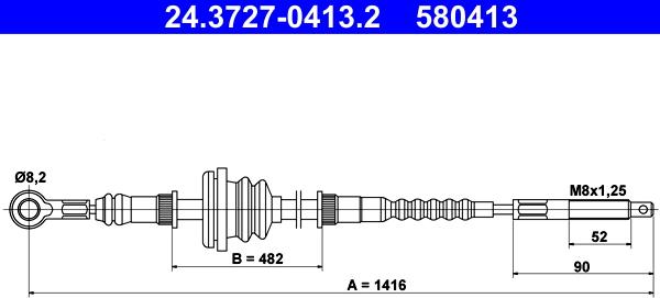 ATE 24.3727-0413.2 - Жило, ръчна спирачка vvparts.bg