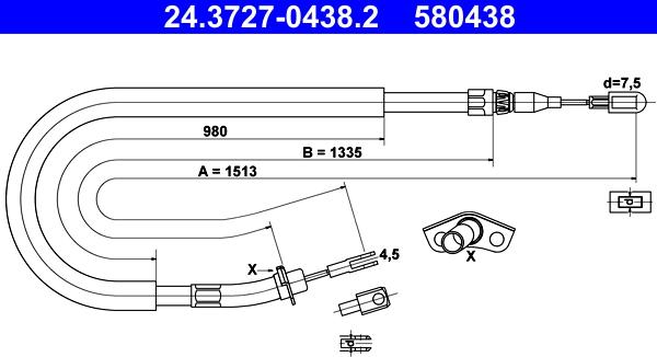 ATE 24.3727-0438.2 - Жило, ръчна спирачка vvparts.bg