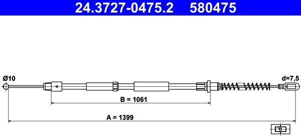 ATE 24.3727-0475.2 - Жило, ръчна спирачка vvparts.bg