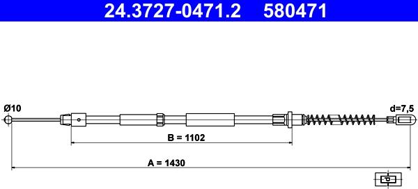 ATE 24.3727-0471.2 - Жило, ръчна спирачка vvparts.bg