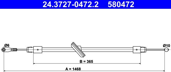 ATE 24.3727-0472.2 - Жило, ръчна спирачка vvparts.bg