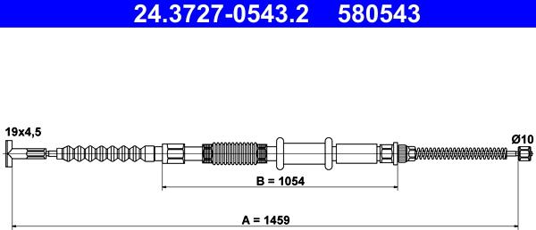 ATE 24.3727-0543.2 - Жило, ръчна спирачка vvparts.bg