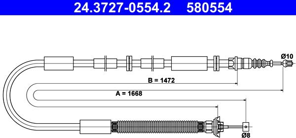 ATE 24.3727-0554.2 - Жило, ръчна спирачка vvparts.bg