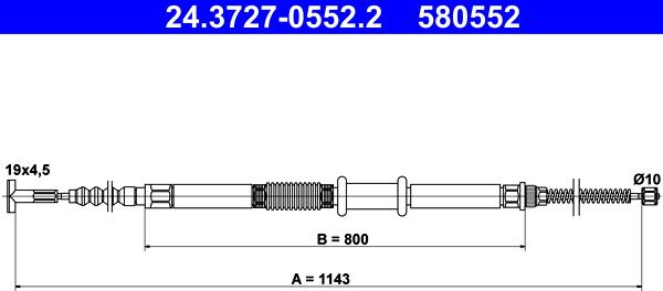 ATE 24.3727-0552.2 - Жило, ръчна спирачка vvparts.bg