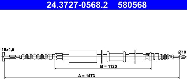 ATE 24.3727-0568.2 - Жило, ръчна спирачка vvparts.bg